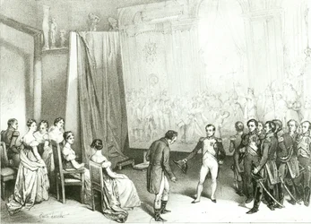 I. Napóleon (1769-1821) Dávid műtermébe látogat (1748-1825), 1808. január 4., 1838 körül